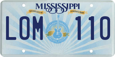 MS license plate LOM110