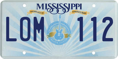 MS license plate LOM112