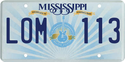 MS license plate LOM113