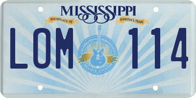 MS license plate LOM114