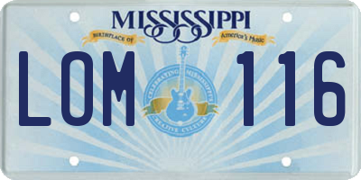 MS license plate LOM116