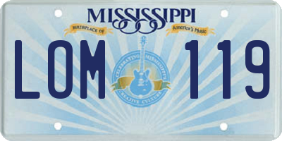MS license plate LOM119