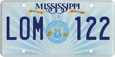 MS license plate LOM122