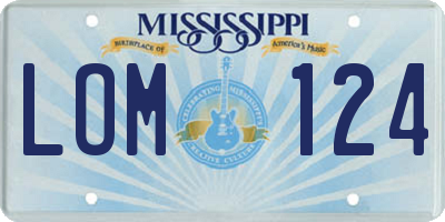 MS license plate LOM124