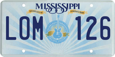 MS license plate LOM126