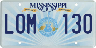 MS license plate LOM130