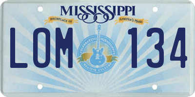MS license plate LOM134