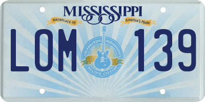 MS license plate LOM139