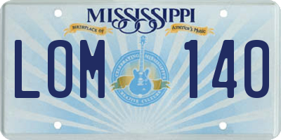 MS license plate LOM140