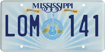 MS license plate LOM141