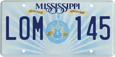 MS license plate LOM145