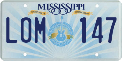 MS license plate LOM147