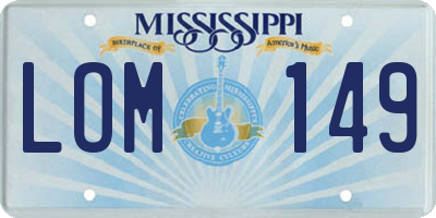 MS license plate LOM149