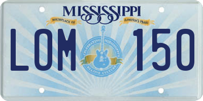MS license plate LOM150