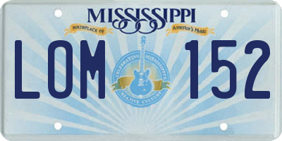 MS license plate LOM152