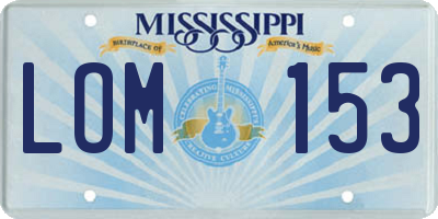 MS license plate LOM153
