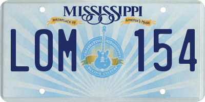 MS license plate LOM154