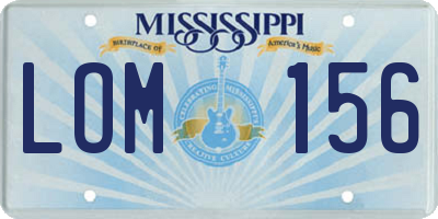 MS license plate LOM156