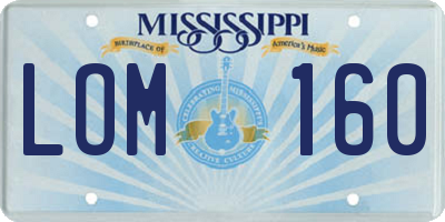 MS license plate LOM160