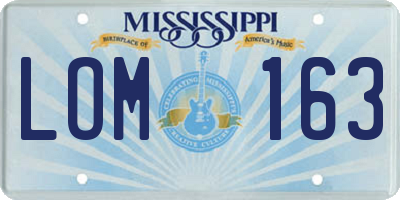 MS license plate LOM163