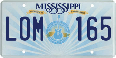 MS license plate LOM165