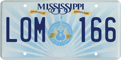 MS license plate LOM166