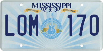MS license plate LOM170