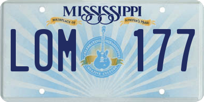 MS license plate LOM177