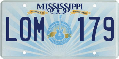 MS license plate LOM179