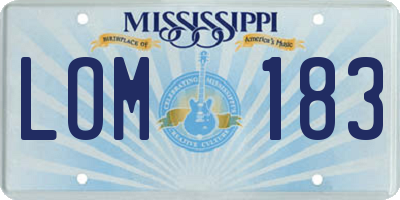 MS license plate LOM183