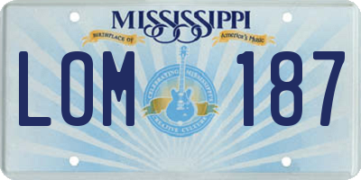 MS license plate LOM187