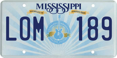 MS license plate LOM189