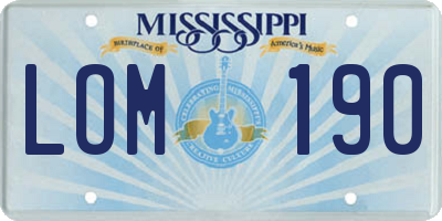 MS license plate LOM190