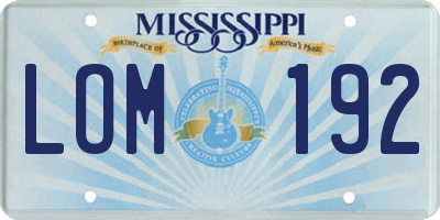 MS license plate LOM192