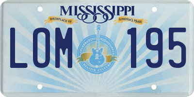 MS license plate LOM195