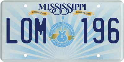MS license plate LOM196