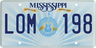 MS license plate LOM198