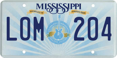 MS license plate LOM204