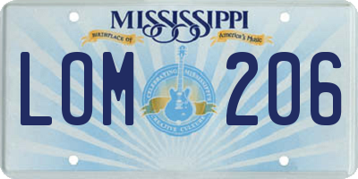 MS license plate LOM206