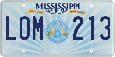MS license plate LOM213