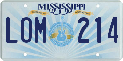 MS license plate LOM214
