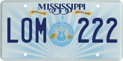 MS license plate LOM222