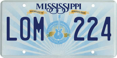 MS license plate LOM224