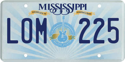 MS license plate LOM225