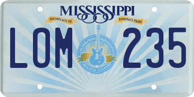 MS license plate LOM235