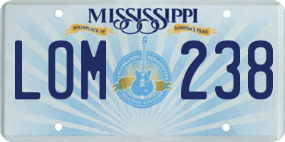 MS license plate LOM238