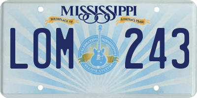 MS license plate LOM243