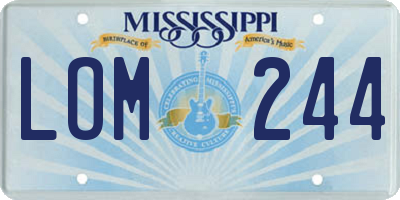MS license plate LOM244