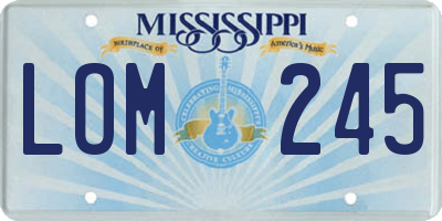 MS license plate LOM245