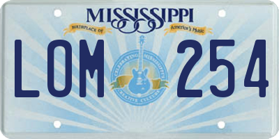 MS license plate LOM254